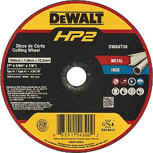 Disco de corte 180mm x 1,9mm x 22,23mm DW84706 HP2 DEWALT