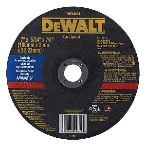 Disco de corte 180mm x 2,0mm x 22,23mm para aço e inox corte fino DW44801 DEWALT