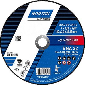 Disco de corte 180mm x 3,0mm x 22,23mm BNA32 NORTON