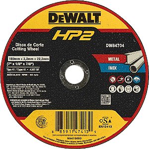 Disco de corte 180mm x 3,2mm x 22,23mm DW84704 HP2 DEWALT