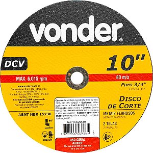 Disco de corte 254mm x 3,2mm x 19,05mm DCV VONDER