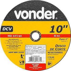 Disco de corte 254mm x 3,2mm x 25,40mm DCV VONDER