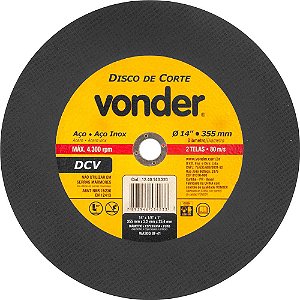 Disco de corte 355,0mm x 3,2mm x 25,40mm DCV VONDER