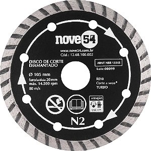 Disco de corte diamantado 105mm turbo N2 NOVE54