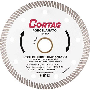Disco de corte diamantado 110mm para porcelanato turbo fino CORTAG