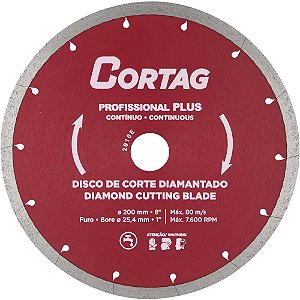 Disco de corte diamantado 200mm profissional plus CORTAG