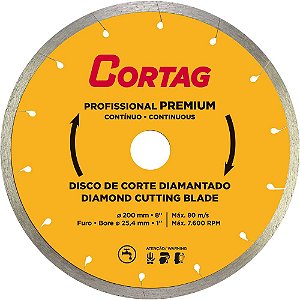 Disco de corte diamantado 200mm profissional premium CORTAG
