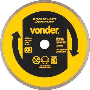 Disco de corte diamantado 230mm contínuo V1 VONDER