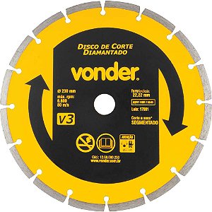 Disco de corte diamantado 230mm segmentado V3 VONDER