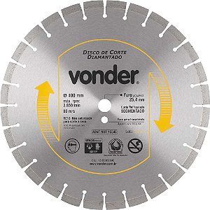 Disco diamantado 400mm para asfalto e concreto segmentado VONDER