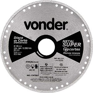 Disco de corte diamantado contínuo para metais metal super 125mm VONDER