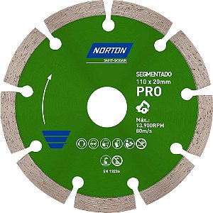Disco de corte diamantado linha PRÓ 110mm segmentado NORTON