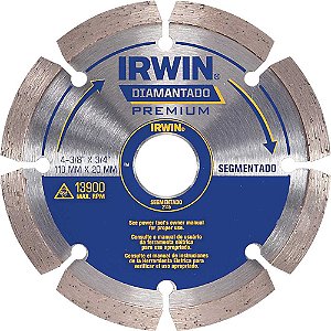 Disco de corte diamantado segmentado 110mm furo 20mm Premium IW2145 IRWIN