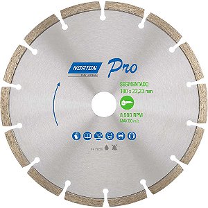 Disco de corte diamantado segmentado 180mm F22 70184645783 NORTON