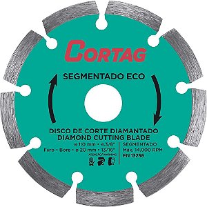 Disco de corte diamantado segmentado Eco 110mm furo 20mm CORTAG