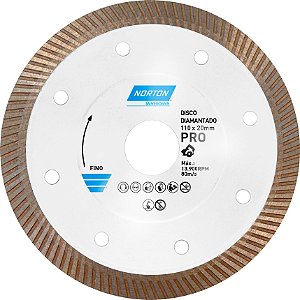 Disco diamantado para porcelanato 110mm x 1mm x 20mm Pro Fino NORTON