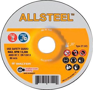 Disco de desbaste 114,5mm x 6,4mm x 22,23mm Allsteel 08W450 WALTER