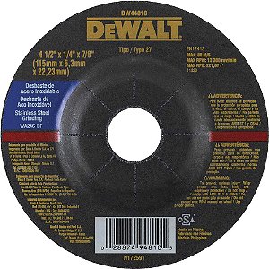 Disco de desbaste 115mm x 6,3mm 22,23mm para inox DW44810 DEWALT