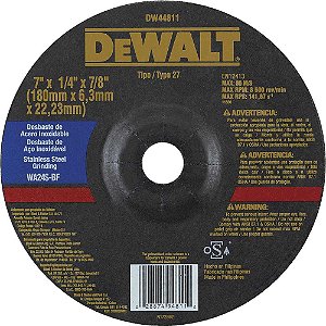 Disco de desbaste 180mm x 6,3mm 22,23mm para inox DW44811 DEWALT