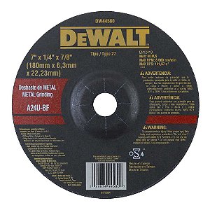 Disco de desbaste 180,0mm x 6,3mm x 22,23mm DW44580 DEWALT