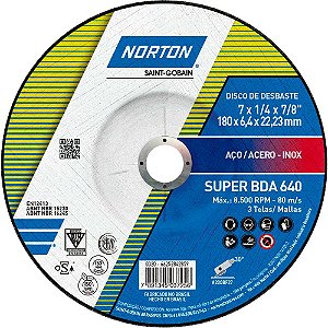Disco de desbaste 180,0mm x 6,4mm x 22,23mm BDA 640 NORTON
