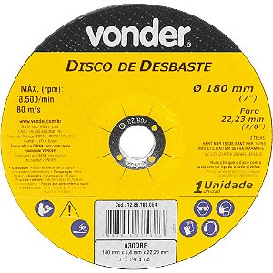 Disco de desbaste 180,0mm x 6,4mm x 22,23mm DBV VONDER