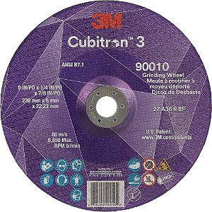 Disco de desbaste 228mm x 7mm x 22,23mm T27 para metais Cubitron 3 HB004793822 3M