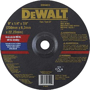 Disco de desbaste 230mm x 6,3mm x 22,23mm para inox DW44613 DEWALT