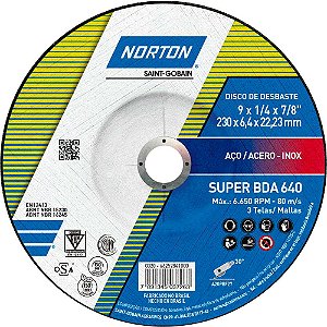 Disco de desbaste 230mm x 6,4mm x 22,23mm BDA 640 NORTON