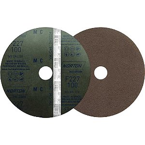 Disco de lixa costado em fibra 4.1/2" - 115mm grão 100 F-227 embalagem com 10 peças NORTON