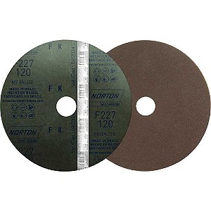 Disco de lixa costado em fibra 4.1/2" - 115mm grão 120 F-227 embalagem com 10 peças NORTON