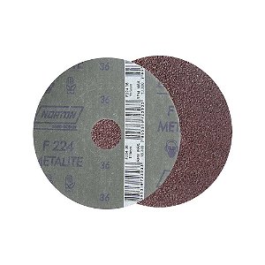 Disco de lixa costado em fibra 4.1/2" - 115mm grão 36 F-224 embalagem com 10 peças NORTON