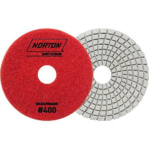 Disco de lixa diamantado flexível com costado em pluma 100mm grão 400 Brilho D'água NORTON