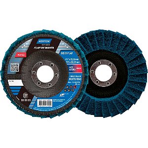 Disco de desbaste/acabamento flap BEAR TEX fibra perfil cônico azul fino 4 1/2" (115mm X 22 mm) grão 100/120 66261122504 NORTON