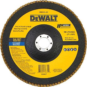 Flap-disc disco de desbaste/acabamento 7" - 180mm grão 40 zircônia base de fibra cônica DEWALT