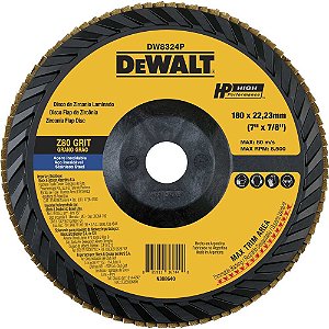Flap-disc disco de desbaste/acabamento 7" - 180mm grão 80 zircônia base plástica reta DEWALT
