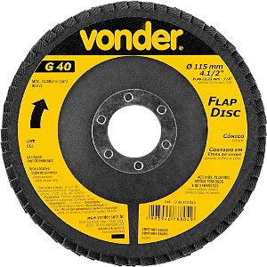 Flap-disc disco de desbaste/acabamento 4.1/2" - 115mm cônico grão 40 VONDER