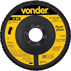 Flap-disc disco de desbaste/acabamento 4.1/2" - 115mm cônico grão 80 VONDER