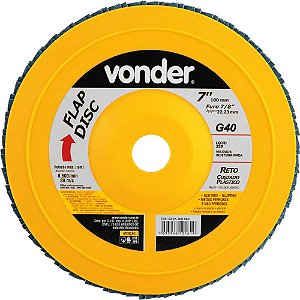 Flap-disc disco de desbaste/acabamento 7" - 180mm grão 40 VONDER - 5 unidades