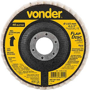 Flap-disc disco de acabamento 4.1/2" - 115mm reto feltro leve (24 aletas) VONDER