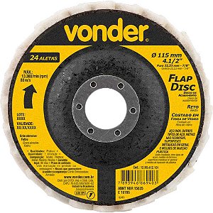 Flap-disc disco de acabamento 4.1/2" - 115mm reto feltro pesado (40 aletas) VONDER