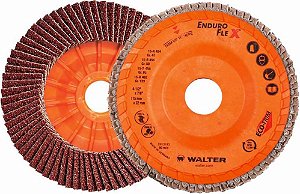Flap-disc disco de desbaste/acabamento 4.1/2" (115 mm) x 7/8" grão 40 suporte ECO-TRIM Enduro-flex 15-R-454 WALTER