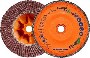 Flap-disc disco de desbaste/acabamento 4.1/2" (115 mm) x 7/8" grão 60 suporte ECO-TRIM Enduro-flex 15-R-456 WALTER