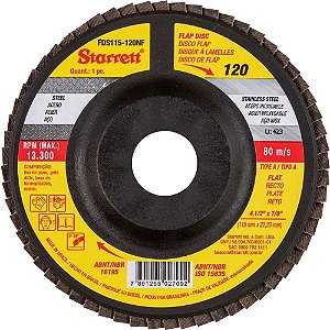 Flap-disc disco de desbaste/acabamento 4.1/2" - 115mm reto tipo Ag 120 FDS115-120NF STARRETT