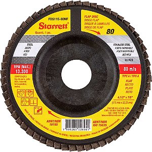 Flap-disc disco de desbaste/acabamento 4.1/2" - 115mm reto tipo Ag 80 FDS115-80NF STARRETT