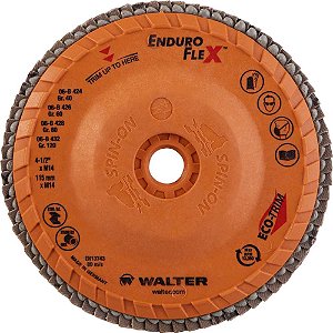 Flap-disc disco de desbaste/acabamento 4.1/2" (115 mm) x 7/8" grão 80 suporte ECO-TRIM Enduro-Flex 06-B-428 WALTER