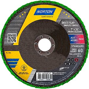 Flap-disc disco de desbaste/acabamento 7" - 180mm grão 60 R244 Standard 66254450147 NORTON