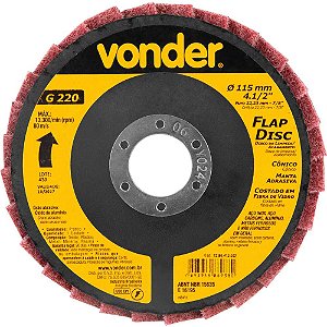 Flap-disc disco de limpeza/acabamento 4.1/2" - 115mm cônico manta abrasiva médio VONDER