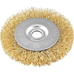 Escova circular aço latonado 4"x 1/2" x 1/2" (101,6mm x 12,7mm x 12,7 mm) VONDER