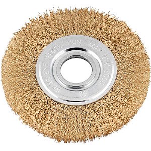 Escova circular aço latonado 6" x 1/2" (152mm x 12,7 mm) com bucha de redução VONDER